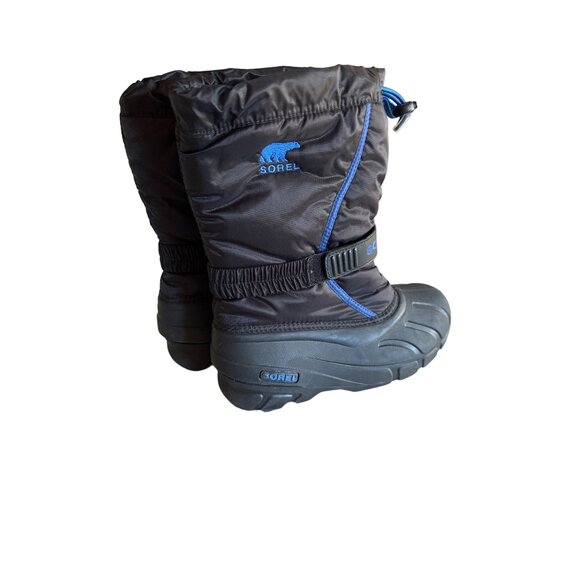 Sorel Youth Waterproof Winter Snow Boots Size 4 Black & Blue - Picture 2 of 8